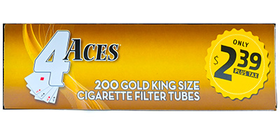 4 Aces Cigarette Tubes Gold King Size PP 2.39 200ct Box 